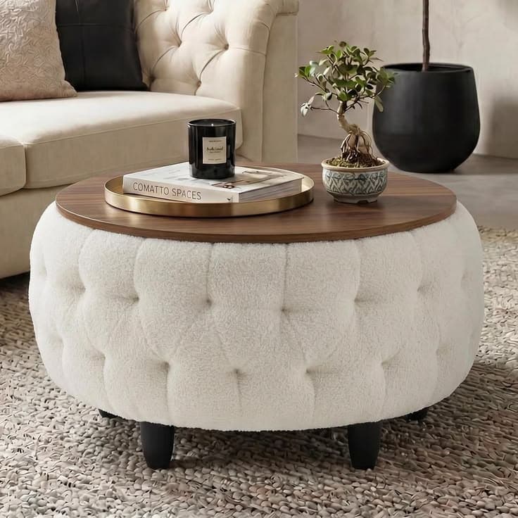 Round Storage Ottoman